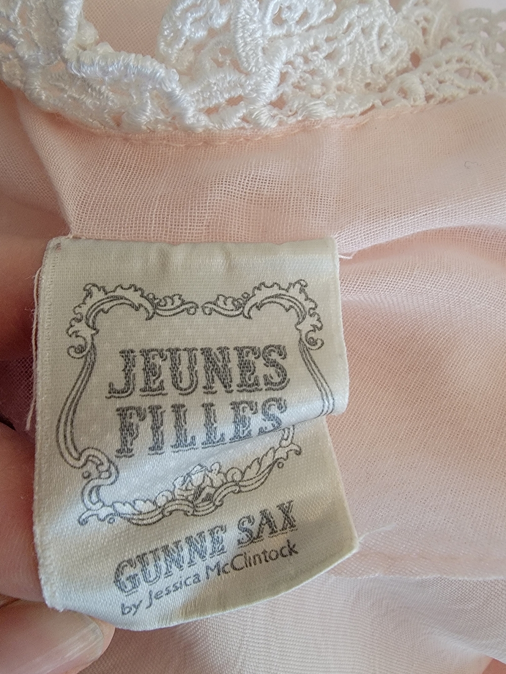 RARE Vintage Gunne Sax Jeunes Filles 1970s Pink Cotton Lace Short Dress S - Picture 7 of 7